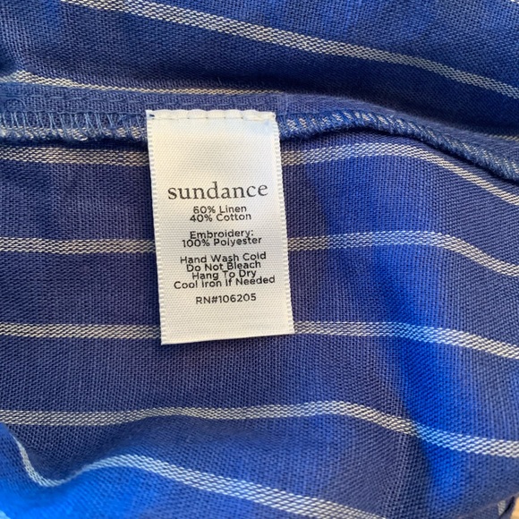 Sundance Inspired Artist Blue Striped Top Linen Women’s S - Picture 11 of 11